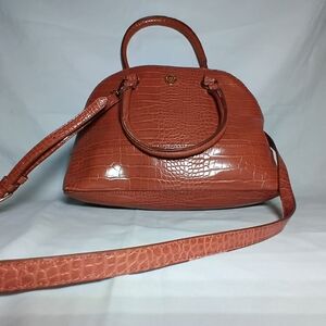 Anne Klein Croc-Embossed Dome Satchel in Burnt Orange